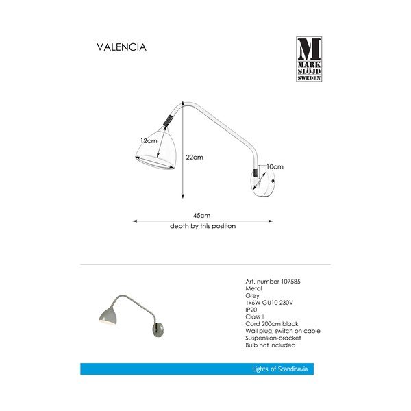 Aplică Markslöjd Valencia, gri-image-2
