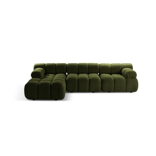 Colțar modular verde cu tapițerie din țesătură bouclé (cu colț pe partea stângă ) Bellis – Micadoni Home