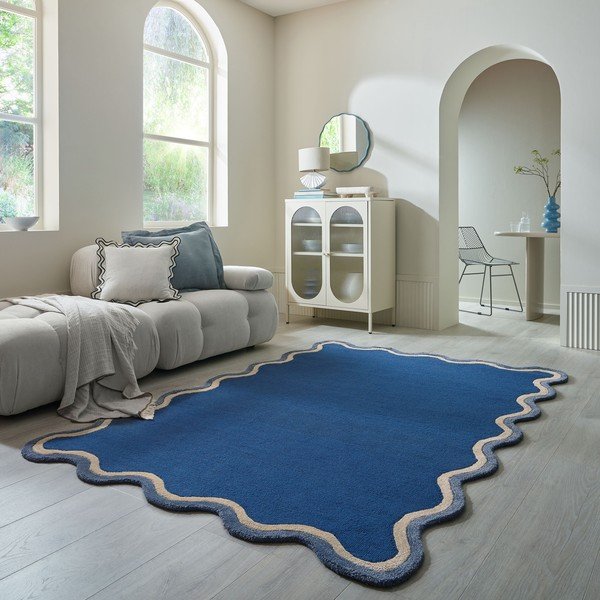 Covor albastru închis țesut manual din amestesc de lână 160x230 cm Rivo Wool – Flair Rugs-image-1