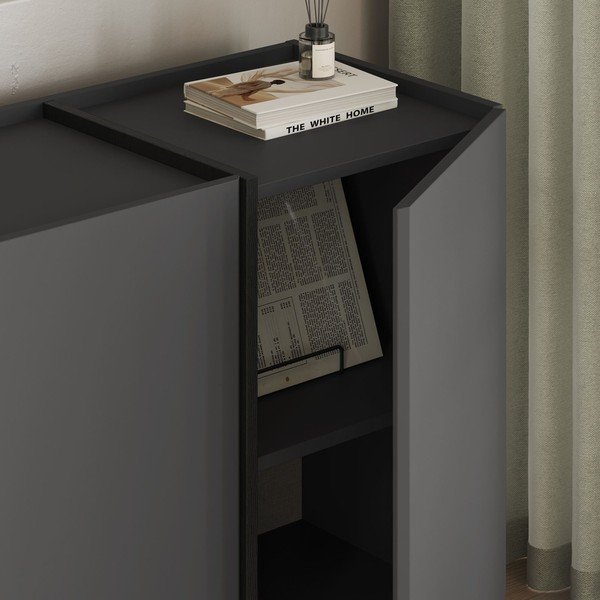 Comodă gri antracit cu orificiu pentru cabluri 180x80x45 cm Dorma – Kalune Design-image-3