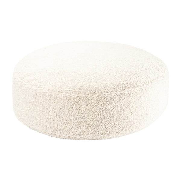 Fotoliu puf pentru copii crem cu tapițerie din țesătură bouclé Round – Wigiwama