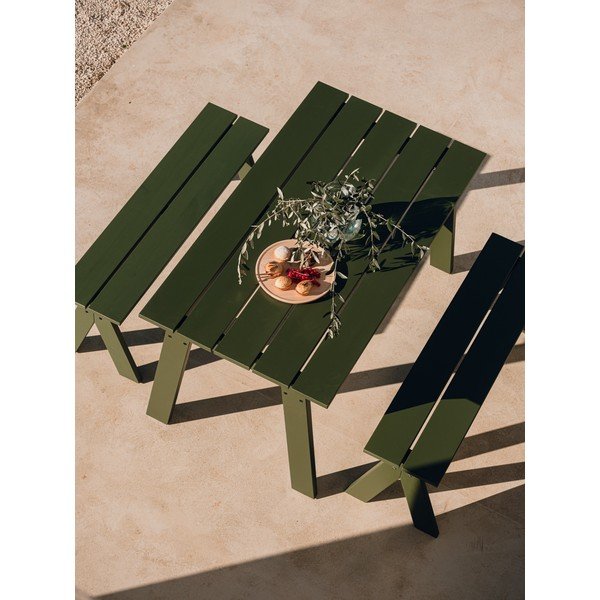 Bancă de grădină verde din lemn masiv Navo – noo.ma-image-3