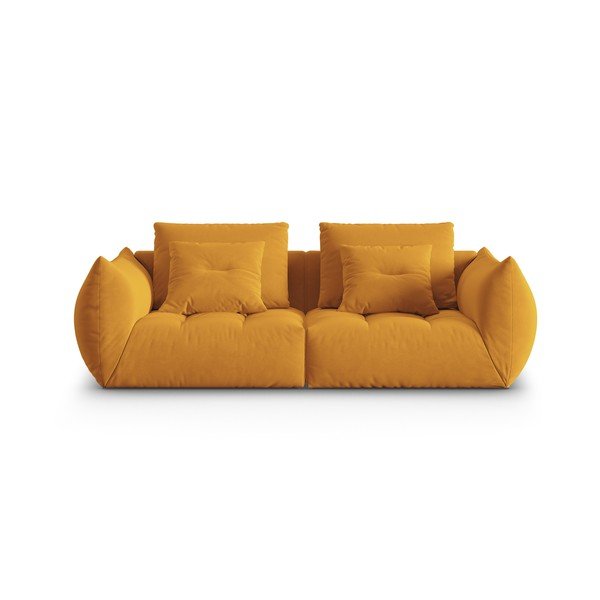 Canapea galbenă cu tapițerie din catifea 232 cm Bloom – Micadoni 