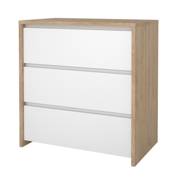 Comodă albă-în culoare naturală cu aspect de lemn de stejar 80x84x48 cm Next – Tvilum-image-3