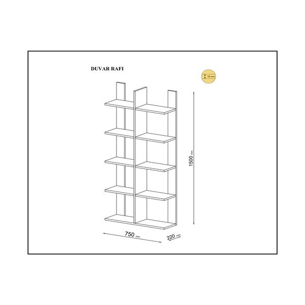 Bibliotecă albă / cu aspect de lemn de pin 75x150 cm Era - Gauge Concept-image-2