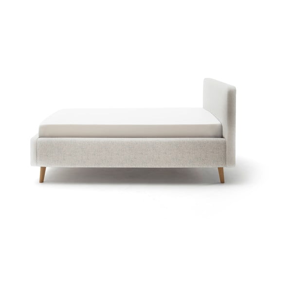 Pat matrimonial bej tapițat cu spațiu de depozitare cu somieră 140x200 cm Mattis – Meise Möbel-image-4