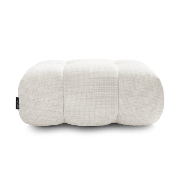 Taburet alb cu tapițerie din chenille Ivane – Bobochic Paris