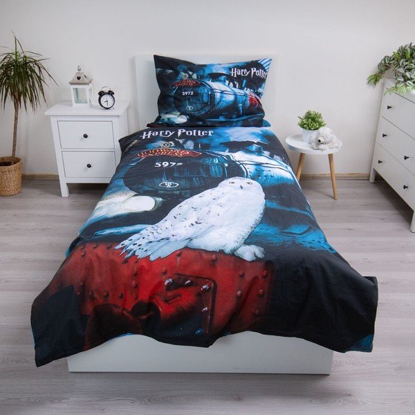 Lenjerie de pat pentru copii din bumbac pentru pat de o persoană 140x200 cm Harry Potter "Hogwarts Express" – Jerry Fabrics-image-1