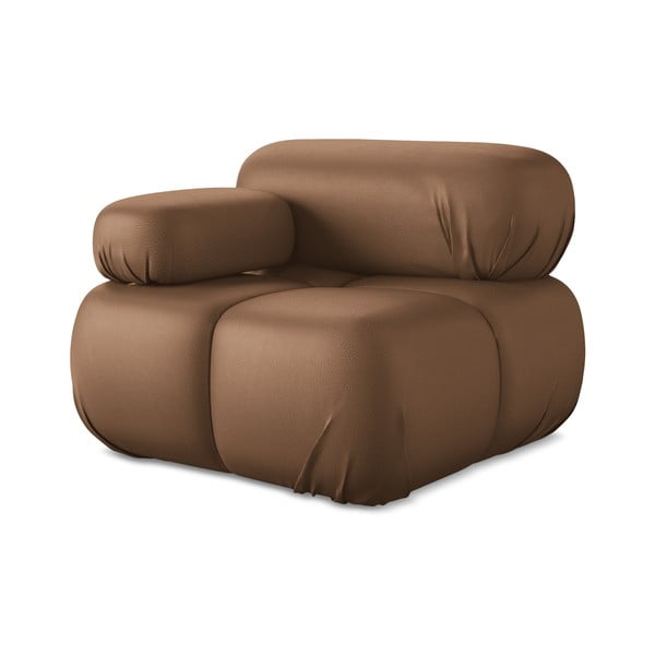 Modul pentru canapea modulară maro cu tapițerie din imitație de piele (cu colț pe partea stângă) Lokua – Makamii-image-2