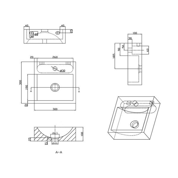 Chiuvetă mică pentru WC neagră din piatră 30x30 cm Blok – Sapho-image-4