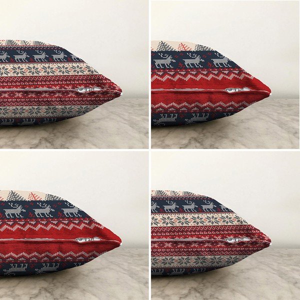 Set 4 fețe de pernă din chenille cu model de Crăciun Minimalist Cushion Covers Blue Nordic, 55 x 55 cm-image-1