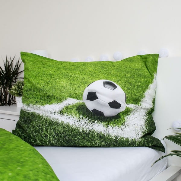 Lenjerie de pat pentru copii verde din bumbac pentru pat de o persoană 140x200 cm Football – Jerry Fabrics-image-3