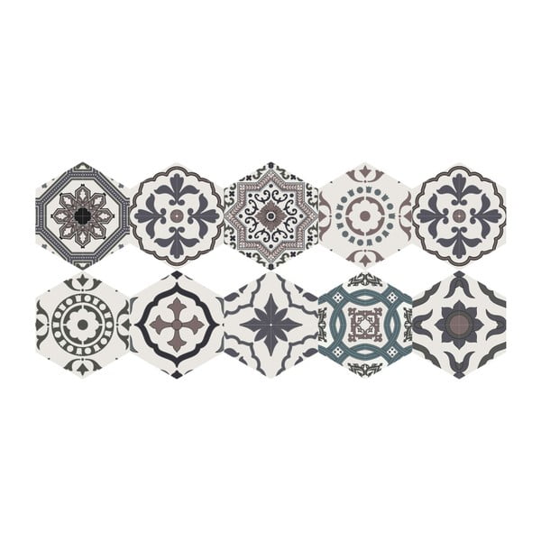 Set 10 autocolante de podea Ambiance Hexagons Solena, 40 x 90 cm