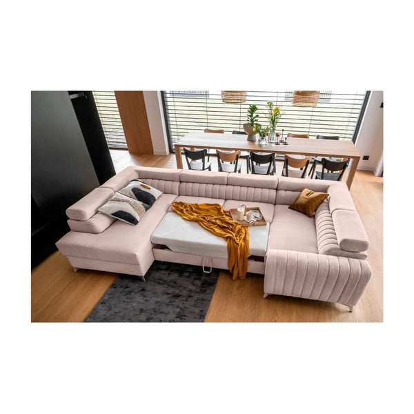 Colțar roz extensibil/cu spațiu de depozitare (cu colț pe partea stângă/în formă de "U") Louis – ELTAP-image-3