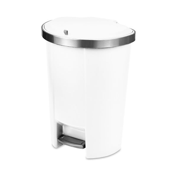 Coș de gunoi alb cu pedală din plastic 50 l – Addis