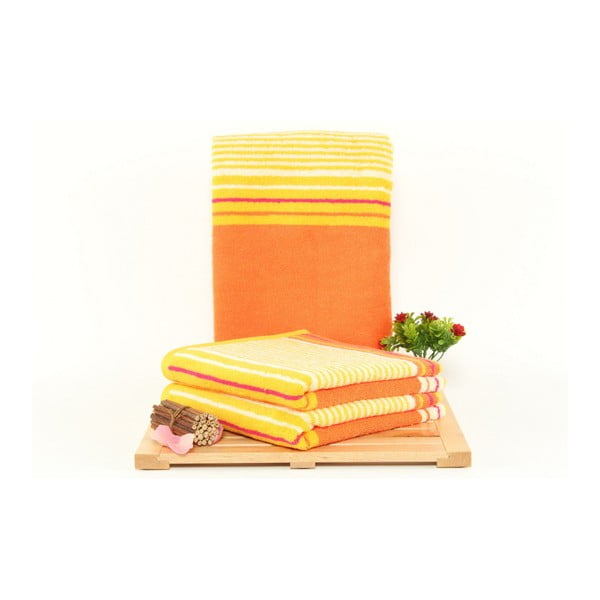 Set 3 prosoape Mira Sunny, 50 x 100 cm, galben - portocaliu