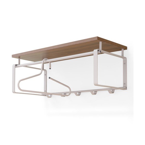 Cuier de perete în culoare naturală/taupe cu raft din oțel 70 cm Rex – Spinder Design