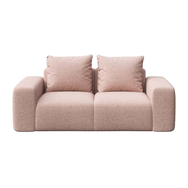 Canapea roz-deschis cu tapițerie din stofă bouclé 212 cm Feiro – MESONICA