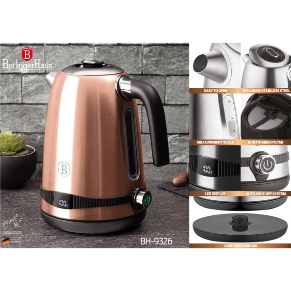Ceainic electric de 1,7 l Rosegold Metallic Line - BerlingerHaus-image-3