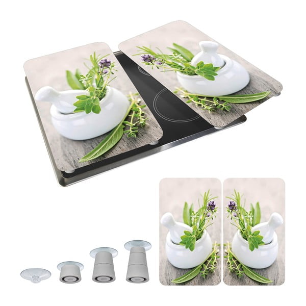 Set 2 protecții din sticlă pentru aragaz Wenko Herbal, 52 x 30 cm-image-3