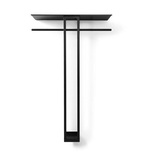 Cuier de perete negru cu raft din oțel 100 cm Luno Large – Spinder Design-image-2