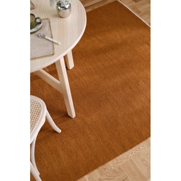 Covor galben muștar țesut manual din amestesc de lână 160x230 cm Row – Jotex-image-1