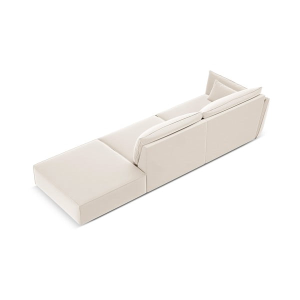 Canapea bej cu tapițerie din catifea, cu colț pe partea stângă 264 cm Vanda – Mazzini Sofas-image-2