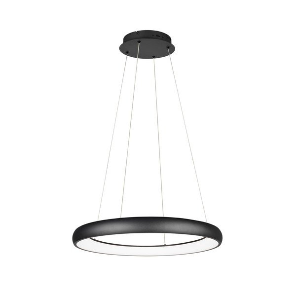 Lustră neagră LED cu intensitate reglabilă cu abajur din metal ø 75 cm Cardona – Trio-image-1