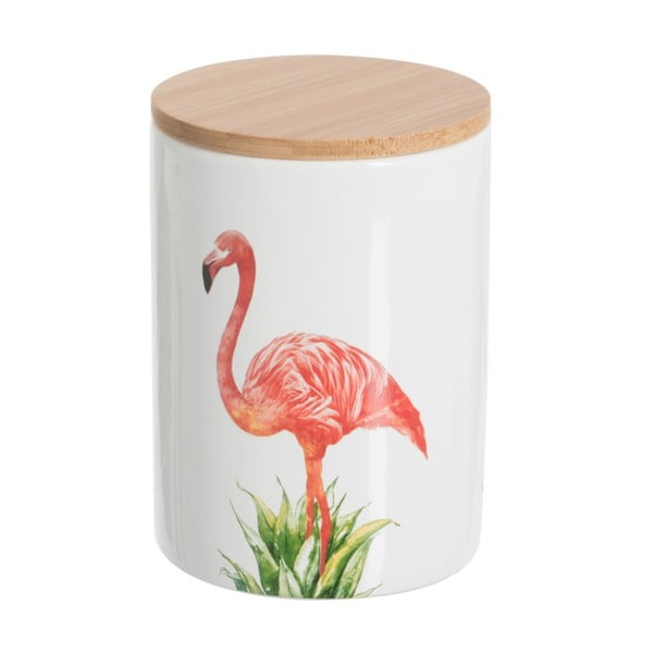 Recipient cu capac J-Line Flamingo, înălțime 15 cm