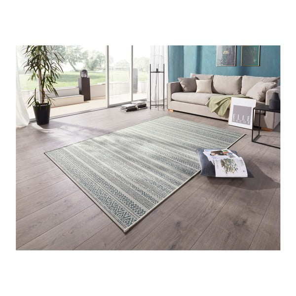 Covor potrivit pentru exterior Elle Decoration Bloom Torcy, 200 x 290 cm, crem deschis - albastru-image-1