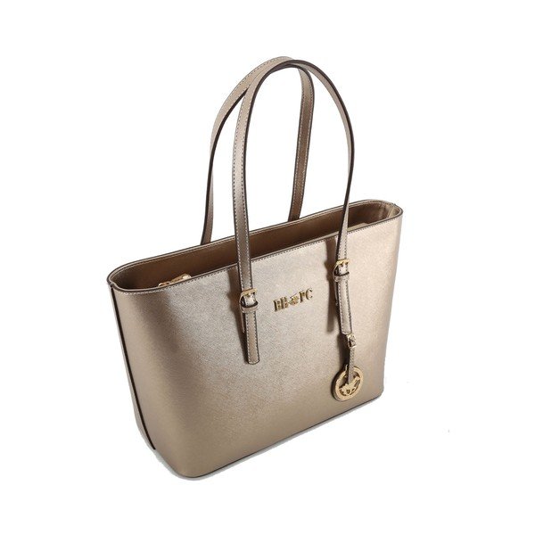 Geantă din piele ecologică și reflexii aurii Beverly Hills Polo Club Anne, crem-image-3