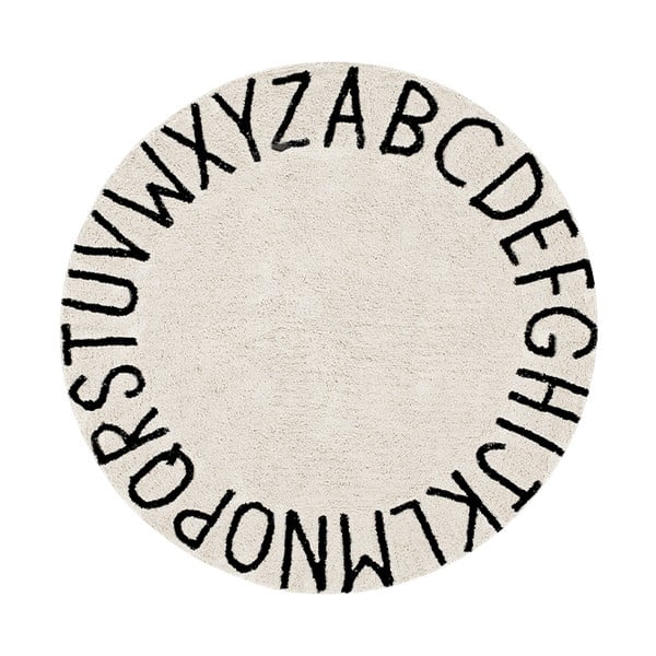 Covor pentru copii crem lavabil/țesut manual din bumbac ø150 cm ABC Natural Black – Lorena Canals