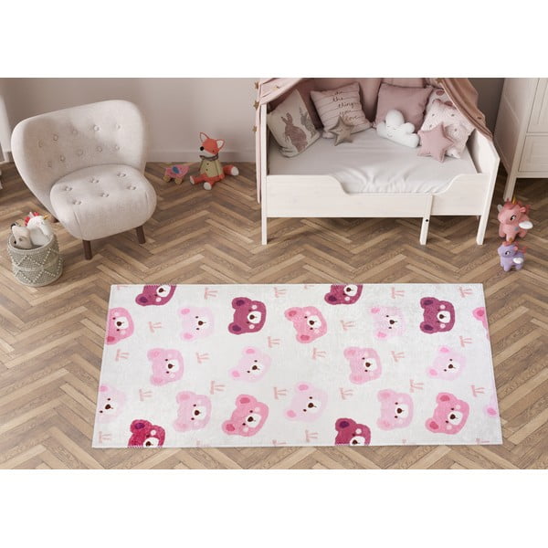 Covor pentru copii roz-fildeș lavabil 120x180 cm Cute Teddies Pink – Vitaus-image-1