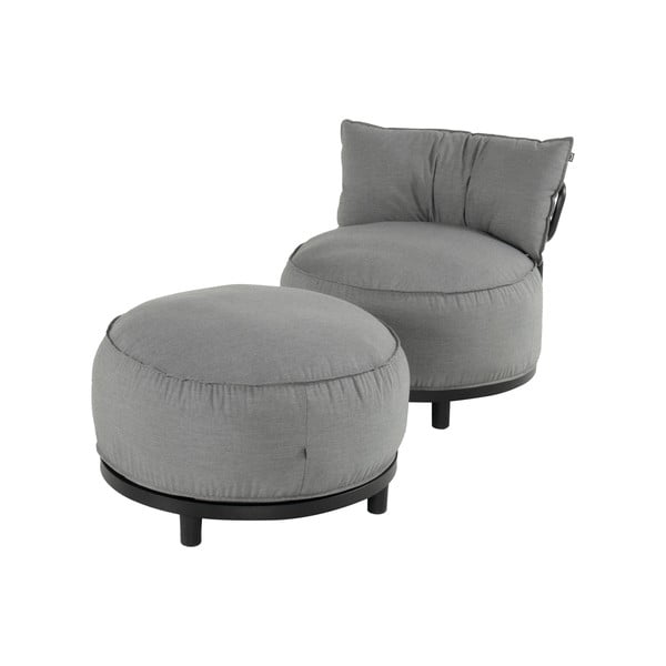 Fotoliu de grădină gri deschis capitonat Emma – Hartman-image-3