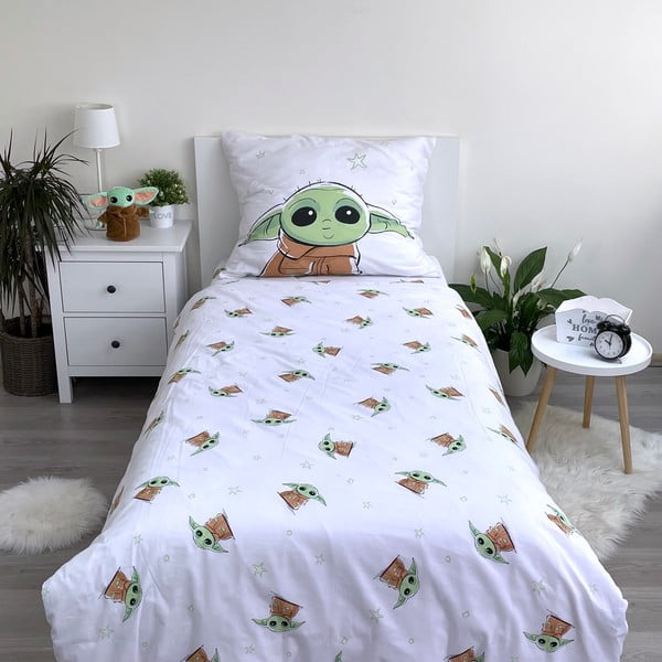 Lenjerie de pat pentru copii din bumbac pentru pat de o persoană 140x200 cm Star Wars Baby Yoda – Jerry Fabrics-image-2