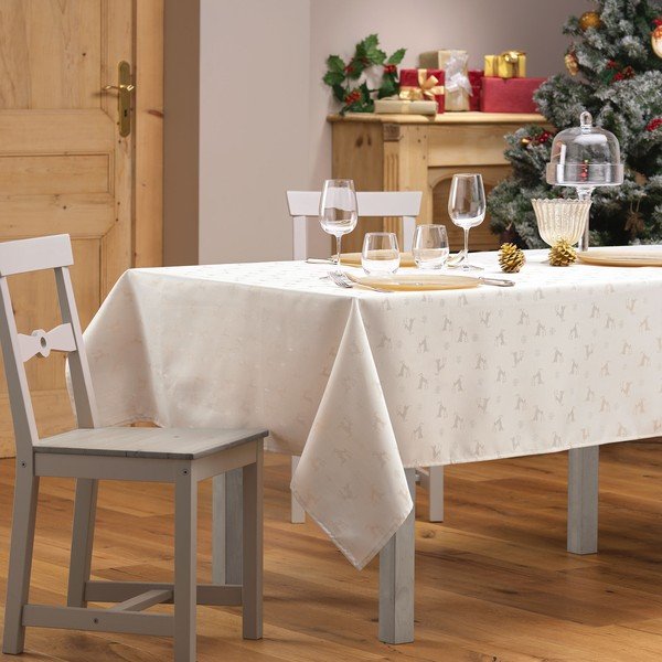 Față de masă din jacquard 140x250 cm  cu model de Crăciun Les Rennes – douceur d'intérieur