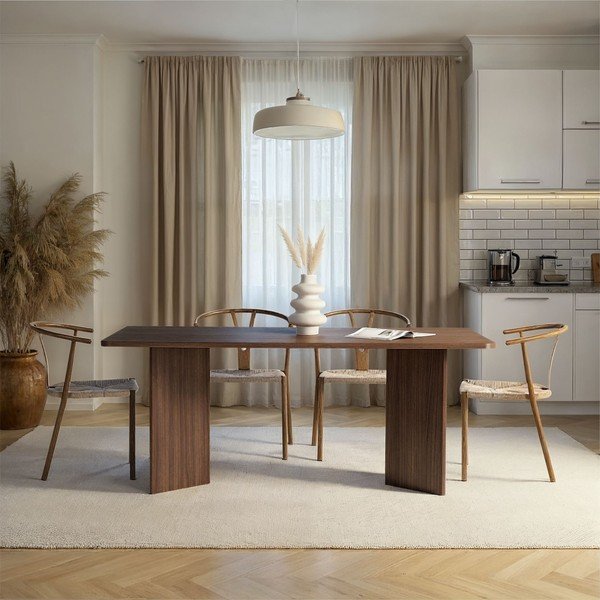 Masă de dining cu aspect de lemn de nuc 90x180 cm Linza – Kalune Design-image-2
