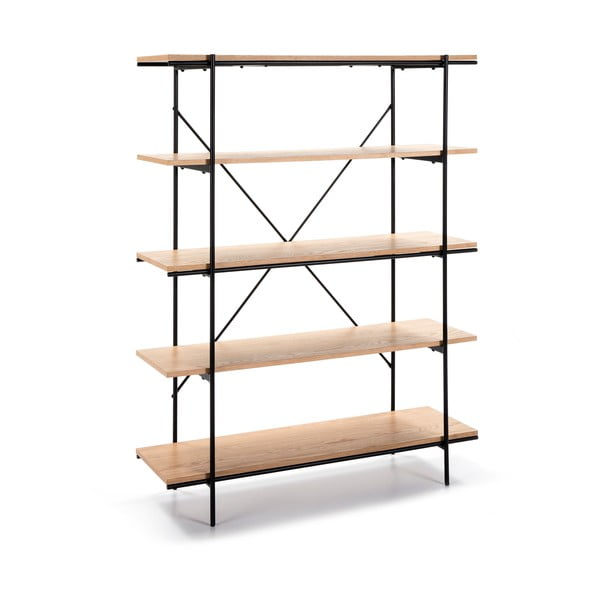 Bibliotecă în decor de lemn de stejar și detalii negre Markeric-image-2