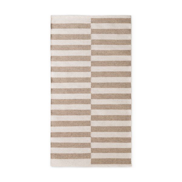 Covor alb/maro deschis reversibil/țesut manual din lână 80x150 cm Vika – Hanse Home