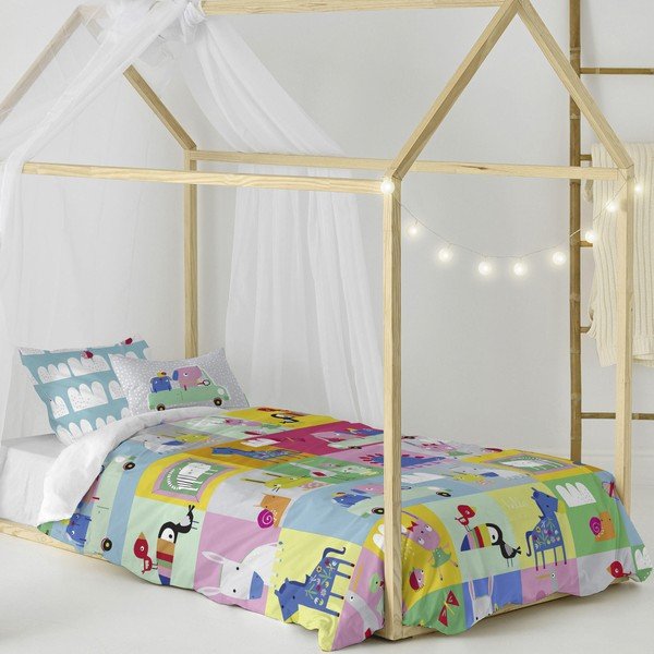 Lenjerie de pat din bumbac pentru copii Moshi Moshi Patchwork, 140 x 200 cm-image-3