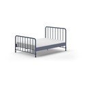 Pat matrimonial albastru din metal cu somieră 140x200 cm BRONXX – Vipack