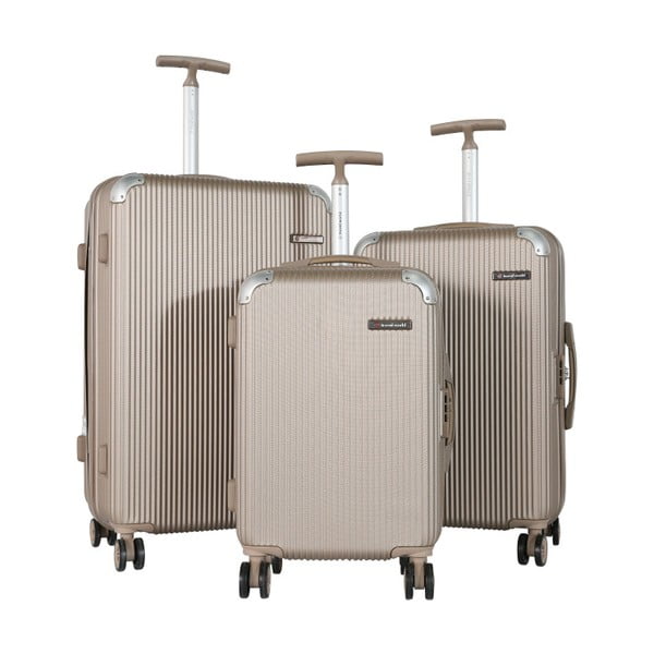 Set 3 valize cu roți Travel World Ebby, bej