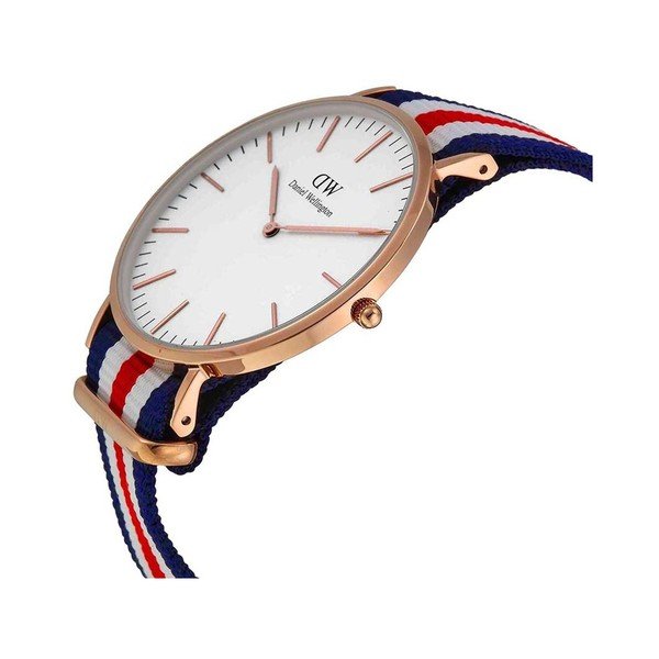 Ceas unisex Daniel Wellington Canterbury, ⌀ 40 mm, alb-roz auriu-image-4
