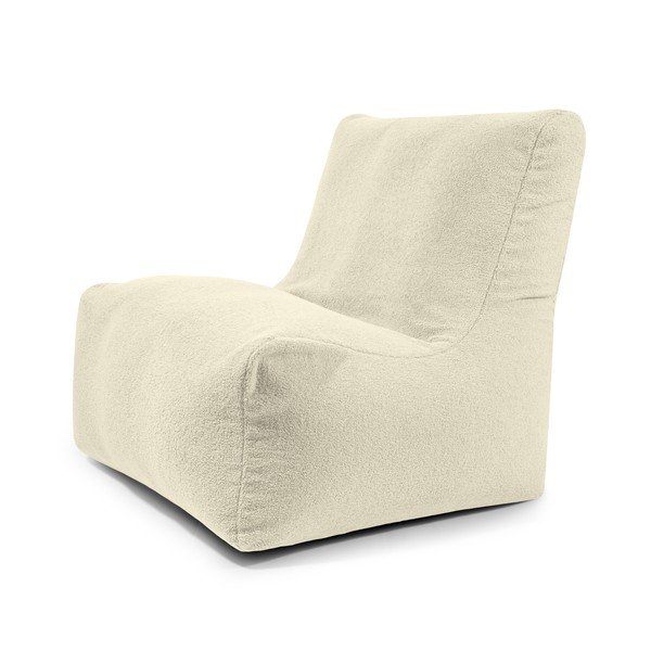 Fotoliu bean bag crem cu tapițerie din țesătură bouclé Seat 100 Lounge – SLOWDOWN