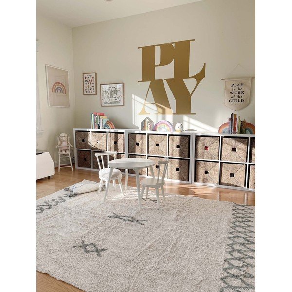 Covor albastru/crem lavabil/țesut manual din bumbac 170x240 cm Atlas Natural – Lorena Canals-image-1