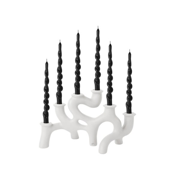 Sfeșnic alb din polirașină Swirls - PT LIVING-image-2