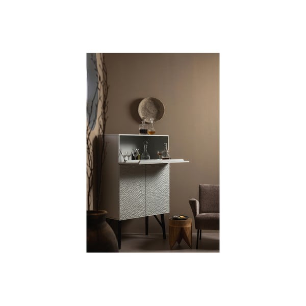 Dulap vinotecă gri deschis din lemn de mango 90x146x46 cm Carved – WOOOD-image-3