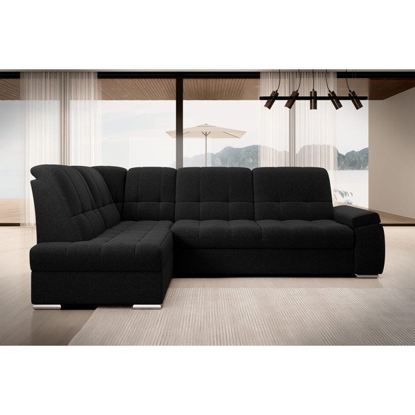 Colțar negru extensibil/cu spațiu de depozitare (cu colț pe partea stângă/în formă de ”L”) Sado – ELTAP-image-3