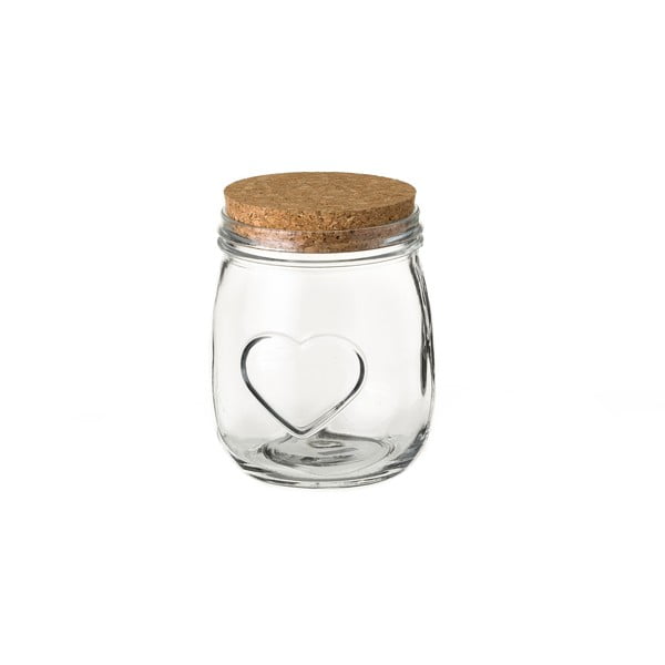 Borcan din sticlă cu capac Unimasa Heart, ⌀ 11,1 cm