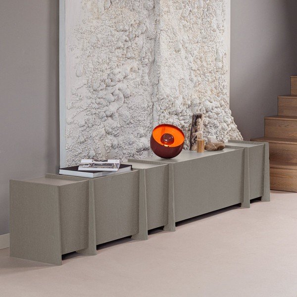 Comodă TV gri cu aspect de lemn de frasin 102x53x44 cm Brock – WOOOD-image-1